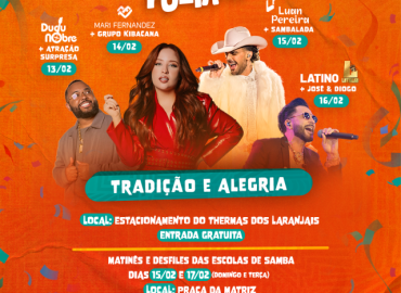 Olímpia Folia 2026 anuncia grandes nomes da música e desfiles de escolas de samba