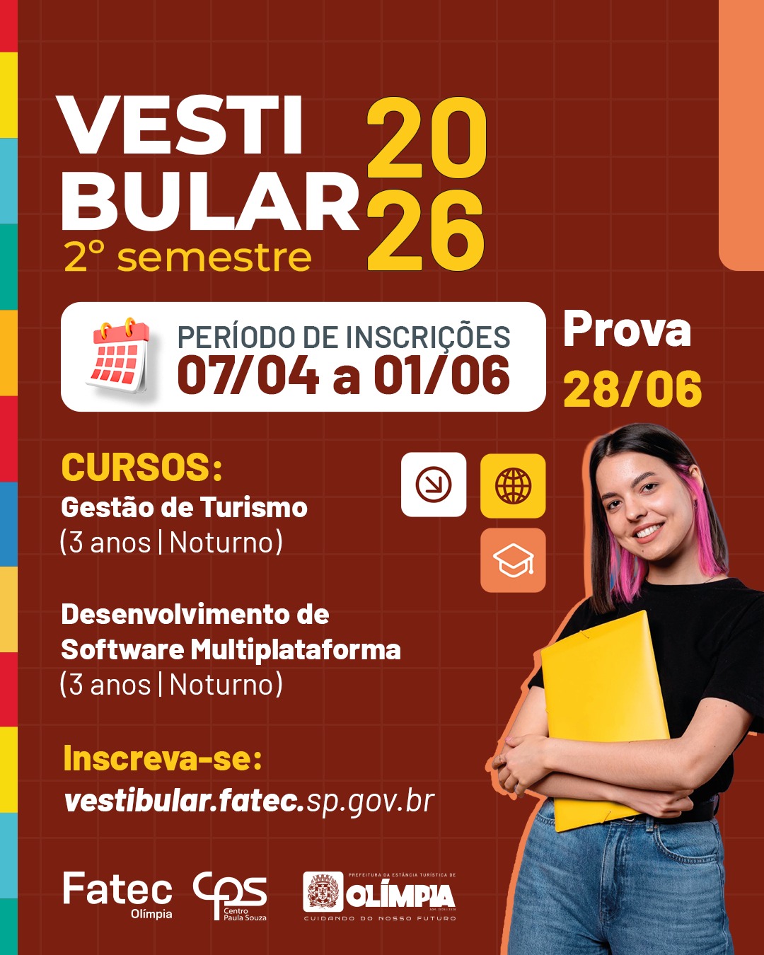 Inscrições para o Vestibular da Fatec de Olímpia terminam no dia 1º de junho